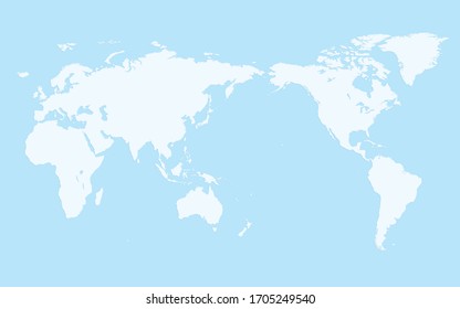 simple world map, light blue background