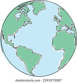 Simple world map on globe