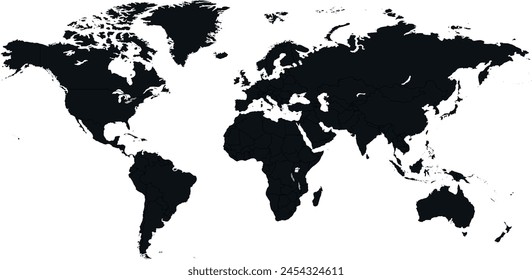 Simple world map on white background
