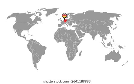 Simple world map showing Germany location clearly