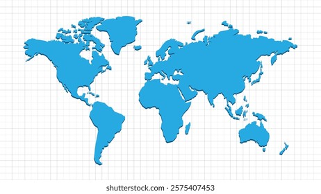 Simple World Map Vector with Country Borders. Flat Earth Map, World Map for website pattern and infographics.
