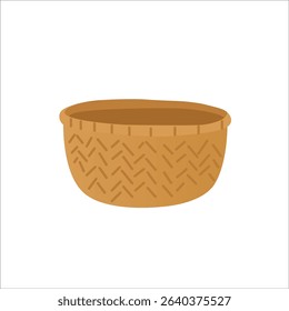 Simple Woven Basket Illustration Flat Design Vector