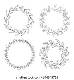 Simple wreath of decorative leaves set