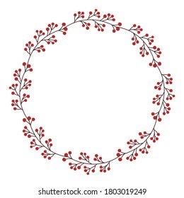 Simple wreath on white background. Hand drawn style vector illustration.