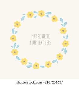 Simple wreath with vector flowers