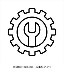 Simple wrench and gear icon, vector illustration on white background