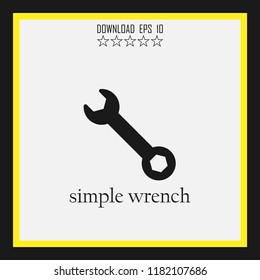 simple wrench sketch vector icon