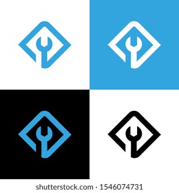 Simple wrench symbol, repair tool logo template, service work icon, vector illustration design