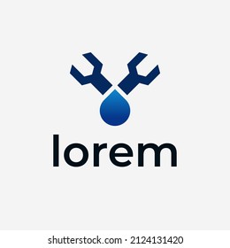 Simple Wrench and Water Drop Logo Designs Ideas