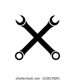 Simple wrenchs line icon in black. Repairs concept or illustration, tool sign symbol. Trendy flat style isolated logo for app, graphic design, element, infographic, web, site, ui, ux. Vector EPS 10 