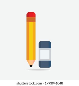 simple writing pencil and eraser icon vector design