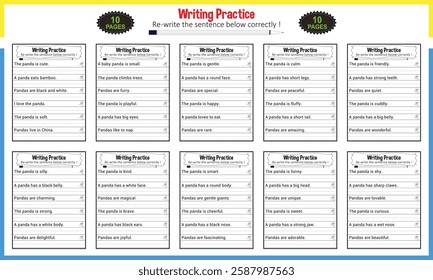 Simple writing sentence worksheets for children