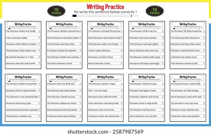 Simple writing sentence worksheets for children