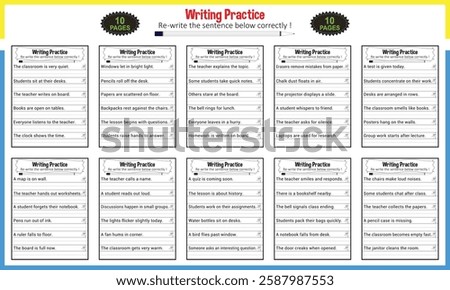 Simple writing sentence worksheets for children