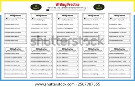 Simple writing sentence worksheets for children