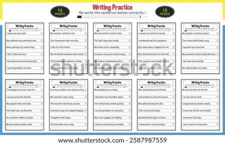 Simple writing sentence worksheets for children