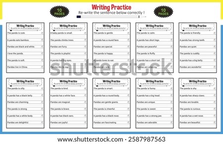 Simple writing sentence worksheets for children