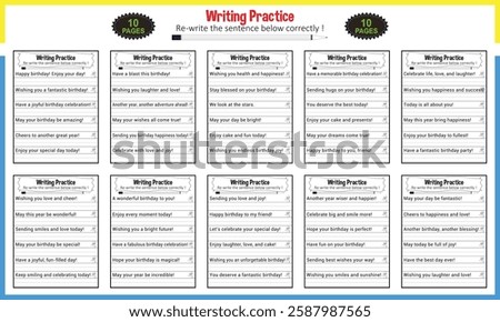 Simple writing sentence worksheets for children