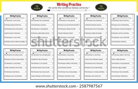 Simple writing sentence worksheets for children