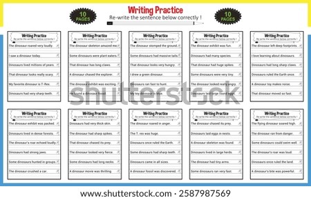 Simple writing sentence worksheets for children