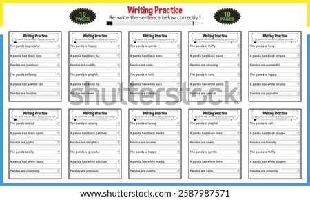 Simple writing sentence worksheets for children
