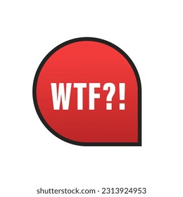 Simple wtf icon in red speech bubble. Concept of exclaim with negative conversation or aggressive astonishment. flat style trend modern logo graphic art design. Vector illustration