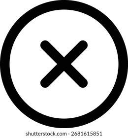 Simple X close icon in modern style. Great for app design, web projects, and digital interface