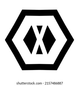 simple X letter hexagon design icon logo