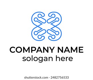 Simple X technology company logo design template