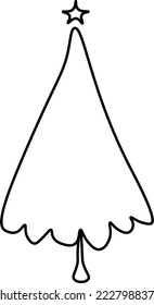 simple xmas tree hand drawn illustration black
