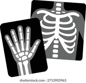 Ilustración de esqueleto de rayos X simple para uso educativo. Perfecto para niños de ciencia, aprendizaje médico, conceptos de anatomía y educación para la salud.