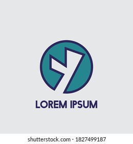 Simple Y Negative Space Initial Logo Concept Circle Icon Template