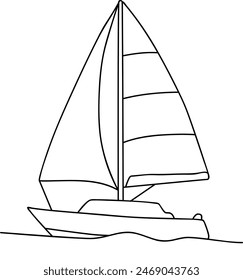 Simple yacht line drawing vector illustration