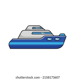 Simple yacht vector illustration isolated on white background. Yacht colorful icon