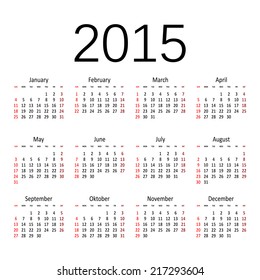 Simple Year 15 Monthly Calendar Vector Stock Vector Royalty Free Shutterstock