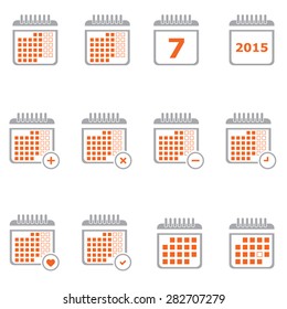 Simple year calendar icon set illustrations