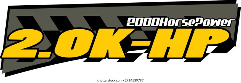 Simples amarelo 2000 HORSEPOWER vetor de texto, design adesivo, ícone de velocidade.