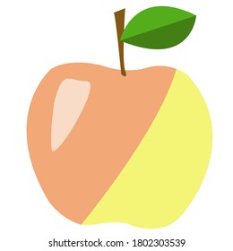 manzana simple amarilla con un lado rojo y una hoja