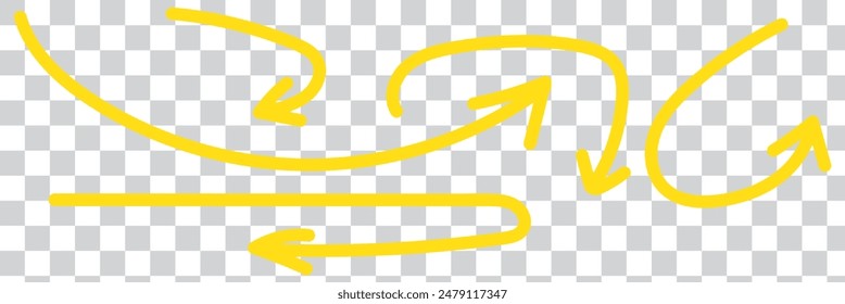  Simple yellow arrow icon isolated. Colored flat vector arrow symbol