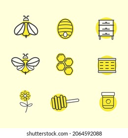 Simple yellow bee and honey vector bundle, perfect for illustration and animation