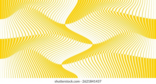 simple yellow big to small repeat line wave pattern.