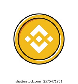 Simple Yellow Binance BNB coin illustration with flat color design
