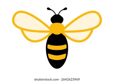 Simple yellow and black bee icon vector illustration. Clipart image isolated on background.