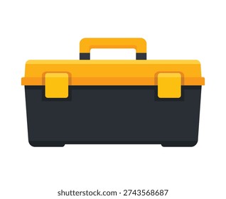 Simple Yellow and Black Plastic Tool Box on white background