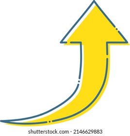 A simple yellow and blue arrow that goes up to the upper right