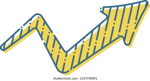 A simple yellow and blue arrow that goes up to the upper right