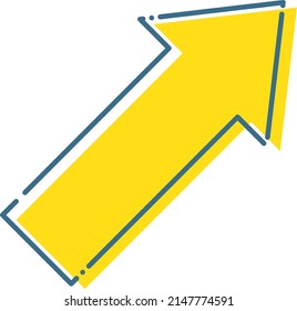 A simple yellow and blue arrow that goes up to the upper right