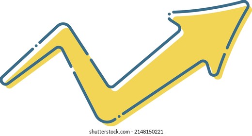 A simple yellow and blue arrow that goes up to the upper right