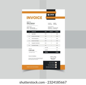 simple yellow business invoice template 