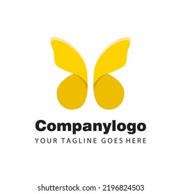 simple yellow butterfly flat design for logo company